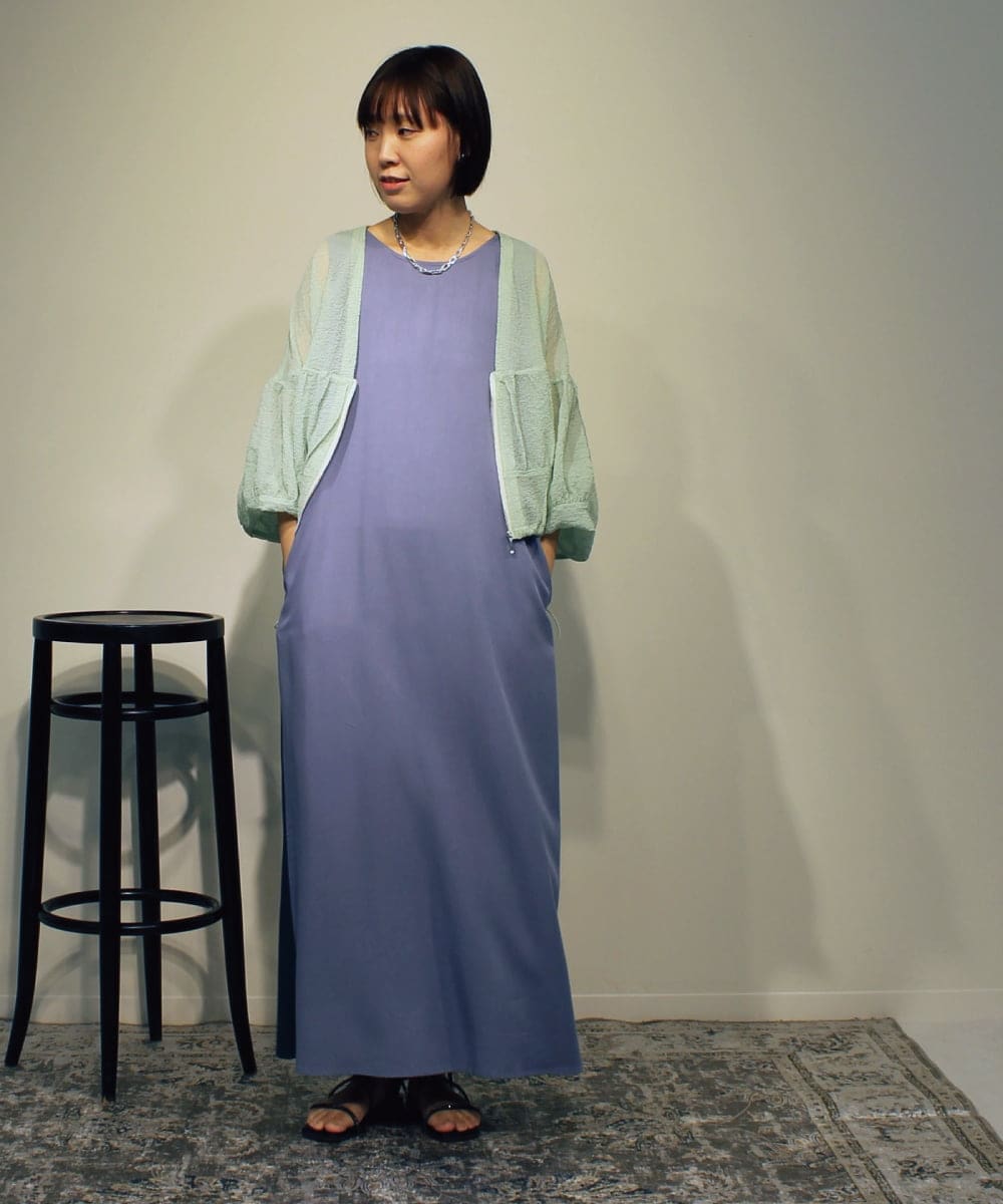 ZMEHB44128 al'aise modulation(アレーズモジュレーション) 配色切り替えスリーブレスワンピース ライトブルー