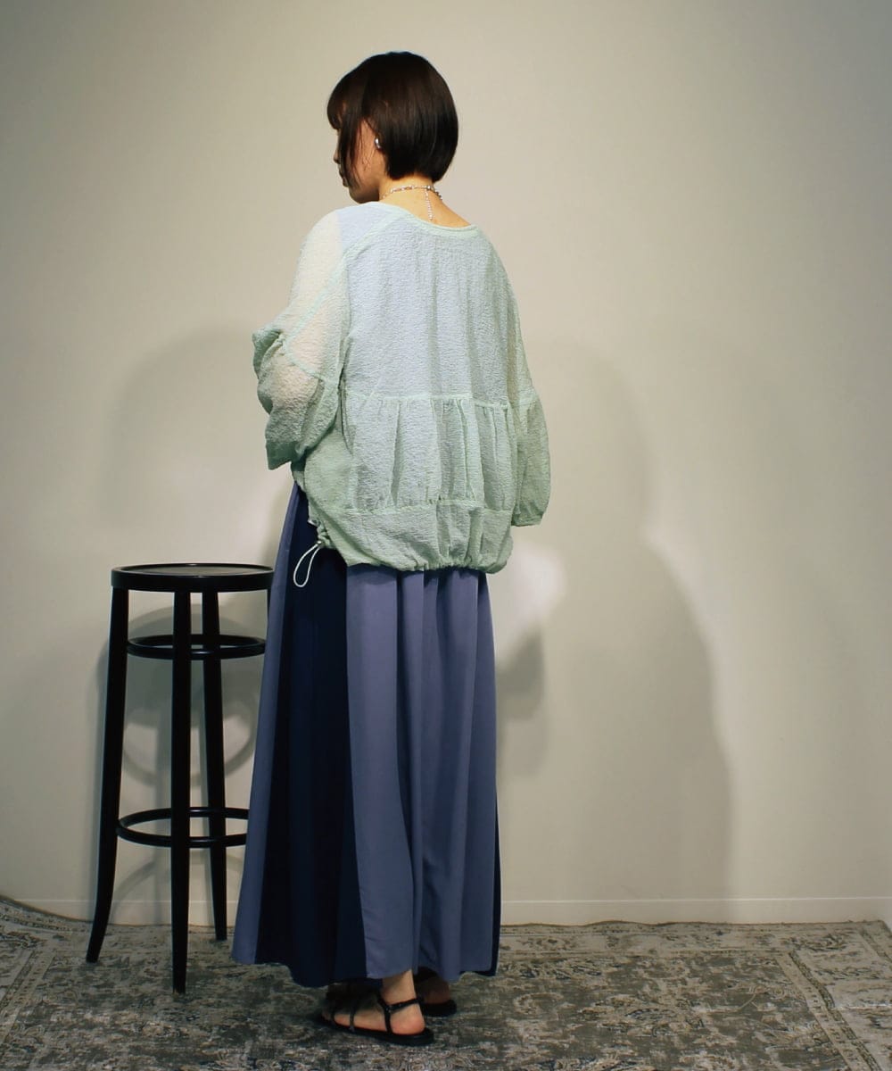 ZMEHB44128 al'aise modulation(アレーズモジュレーション) 配色切り替えスリーブレスワンピース ライトブルー
