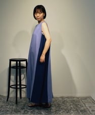 ZMEHB44128 al'aise modulation(アレーズモジュレーション) 配色切り替えスリーブレスワンピース ライトブルー