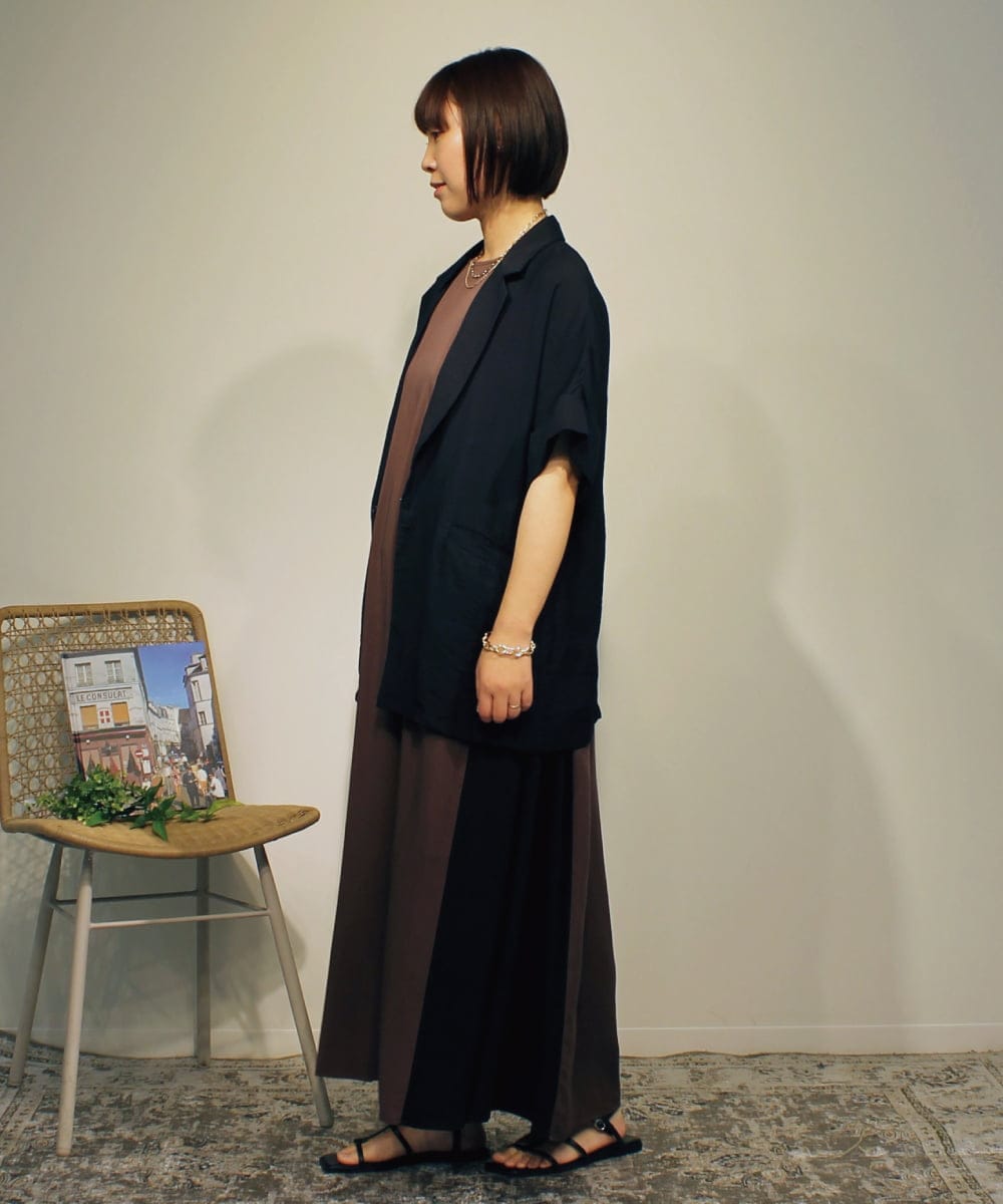 ZMEHB44128 al'aise modulation(アレーズモジュレーション) 配色切り替えスリーブレスワンピース ブラウン