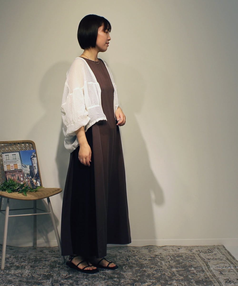 ZMEHB44128 al'aise modulation(アレーズモジュレーション) 配色切り替えスリーブレスワンピース ブラウン