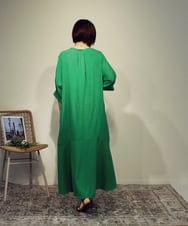 ZMEHB45137 al'aise modulation(アレーズモジュレーション) ロープアクセントリネン風ワンピース グリーン