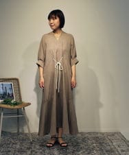 ZMEHB45137 al'aise modulation(アレーズモジュレーション) ロープアクセントリネン風ワンピース ベージュ