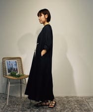 ZMEHB45137 al'aise modulation(アレーズモジュレーション) ロープアクセントリネン風ワンピース ブラック