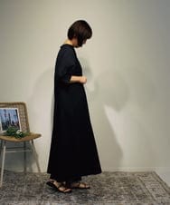 ZMEHB45137 al'aise modulation(アレーズモジュレーション) ロープアクセントリネン風ワンピース ブラック
