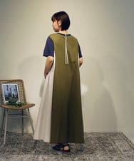 ZMEHB63127 al'aise modulation(アレーズモジュレーション) 3カラー切り替えジャージーワンピース ネイビー