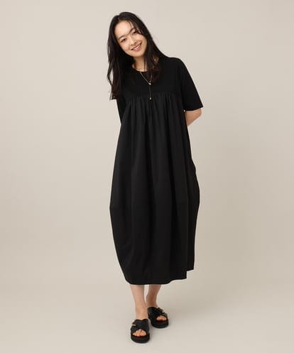 ZMEHE07160 al'aise modulation 異素材切り替えコクーンワンピース