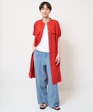 ZMEHW35160 al'aise modulation(アレーズモジュレーション) リネン混ロングシャツ レッド