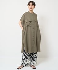 ZMEHW35160 al'aise modulation(アレーズモジュレーション) リネン混ロングシャツ カーキ