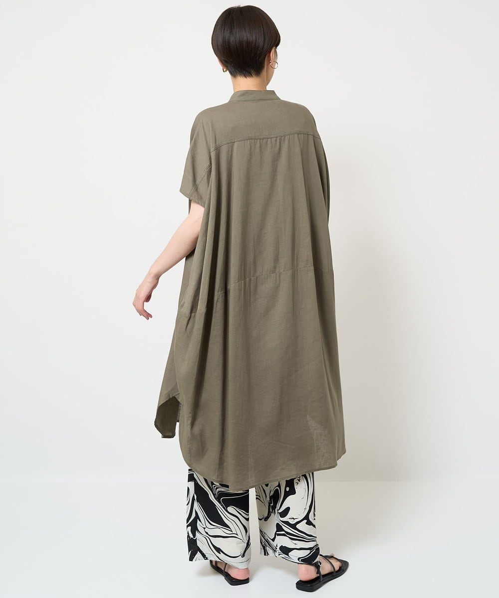 ZMEHW35160 al'aise modulation(アレーズモジュレーション) リネン混ロングシャツ カーキ