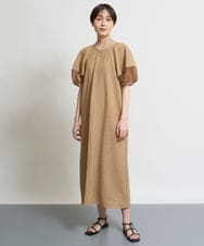 ZMEHW37120 al'aise modulation(アレーズモジュレーション) 【洗える/日本製】シフォンパフスリーブワンピース ベージュ
