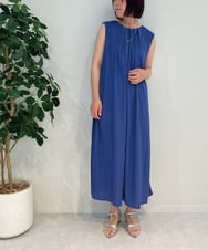 ZMEIB61099 al'aise modulation(アレーズモジュレーション) 【洗える/接触冷感】タックノースリーブワンピース ブルー