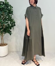 ZMEIB65150 al'aise modulation(アレーズモジュレーション) サイドプリーツシャツワンピース カーキ