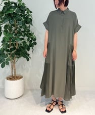 ZMEIB65150 al'aise modulation(アレーズモジュレーション) サイドプリーツシャツワンピース カーキ