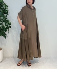 ZMEIB65150 al'aise modulation(アレーズモジュレーション) サイドプリーツシャツワンピース ベージュ