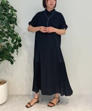 ZMEIB65150 al'aise modulation(アレーズモジュレーション) サイドプリーツシャツワンピース ブラック