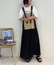 ZMEIB70160 al'aise modulation(アレーズモジュレーション) 配色切り替えサロペットワンピース ブラック