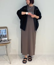 ZMEIB71160 al'aise modulation(アレーズモジュレーション) フリンジロゴ刺繍カットソーワンピース ブラウン