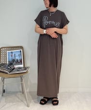 ZMEIB71160 al'aise modulation(アレーズモジュレーション) フリンジロゴ刺繍カットソーワンピース ブラウン