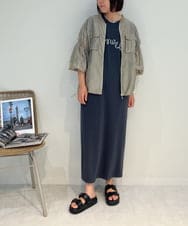 ZMEIB71160 al'aise modulation(アレーズモジュレーション) フリンジロゴ刺繍カットソーワンピース ダークグレー