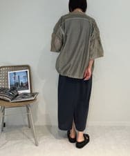 ZMEIB71160 al'aise modulation(アレーズモジュレーション) フリンジロゴ刺繍カットソーワンピース ダークグレー