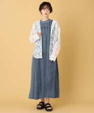 ZMEIE13148 al'aise modulation(アレーズモジュレーション) タックショルダーデニムワンピース ネイビー