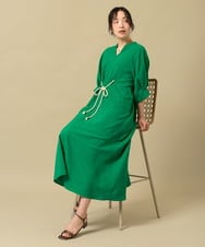 ZMEIE17137 al'aise modulation(アレーズモジュレーション) 【先行予約対象】ロープアクセントリネン風ワンピース グリーン