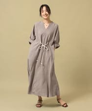 ZMEIE17137 al'aise modulation(アレーズモジュレーション) 【先行予約対象】ロープアクセントリネン風ワンピース ベージュ