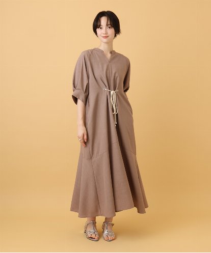 ZMEIE17137 al'aise modulation ロープアクセントリネン風ワンピース