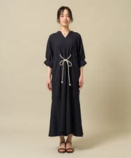 ZMEIE17137 al'aise modulation(アレーズモジュレーション) 【先行予約対象】ロープアクセントリネン風ワンピース ブラック