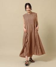 ZMEIE18150 al'aise modulation(アレーズモジュレーション) 【洗える】タックプリーツワンピース ベージュ