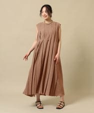 ZMEIE18150 al'aise modulation(アレーズモジュレーション) 【洗える】タックプリーツワンピース ベージュ