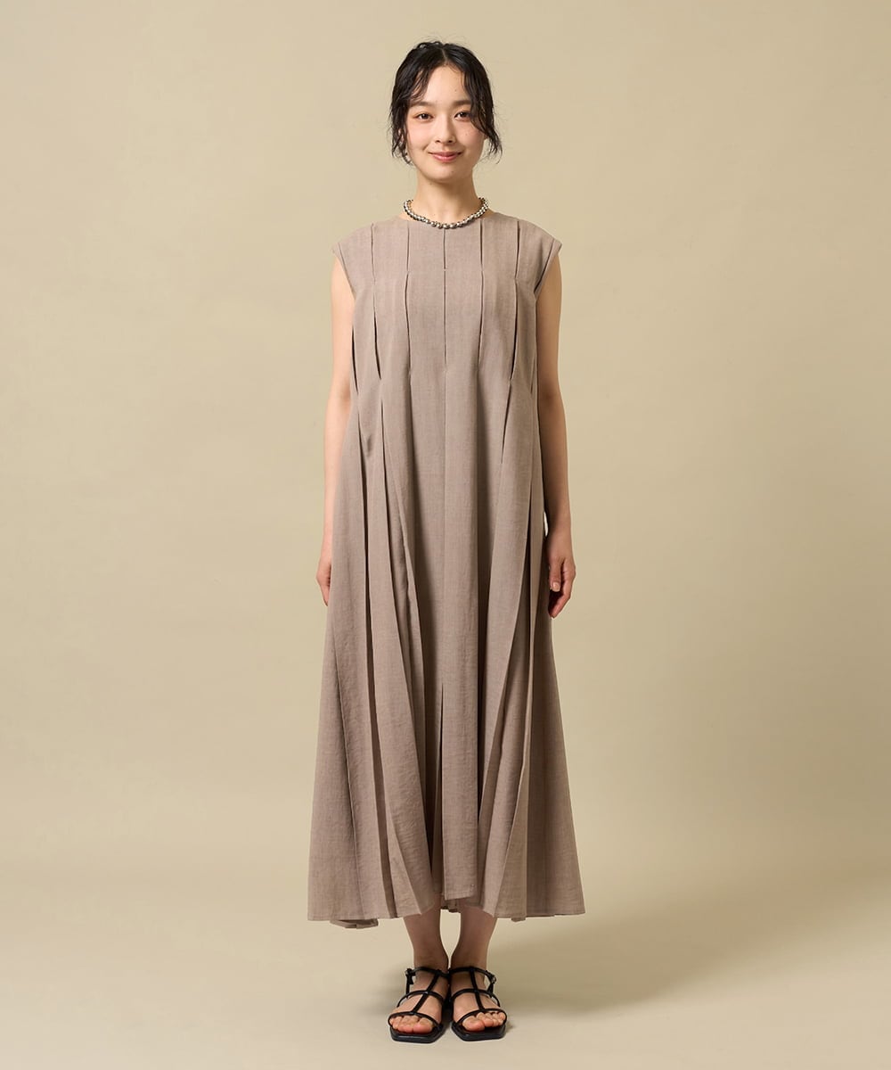 ZMEIE18150 al'aise modulation(アレーズモジュレーション) 【先行予約対象】【洗える】タックプリーツワンピース ベージュ