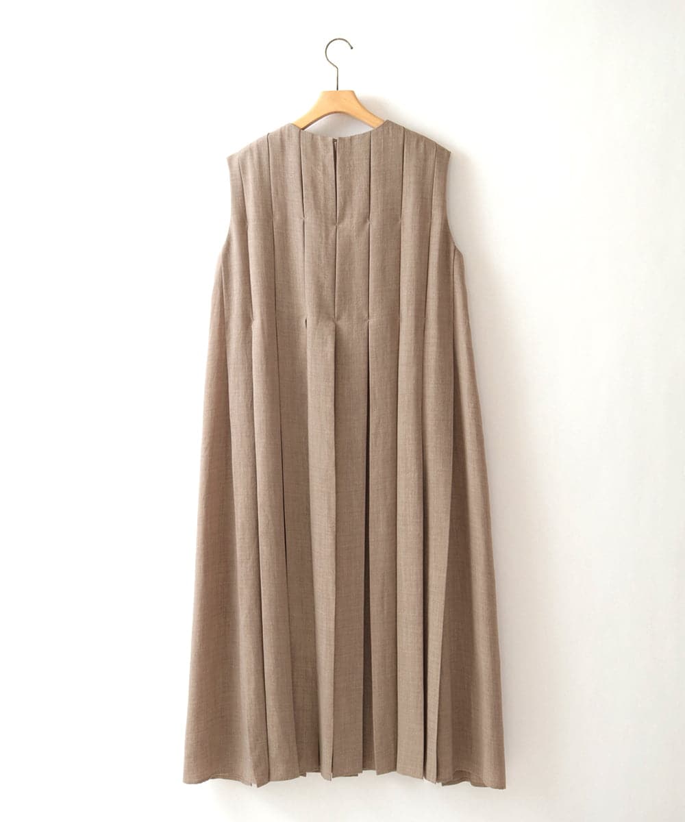 ZMEIE18150 al'aise modulation(アレーズモジュレーション) 【先行予約対象】【洗える】タックプリーツワンピース ベージュ