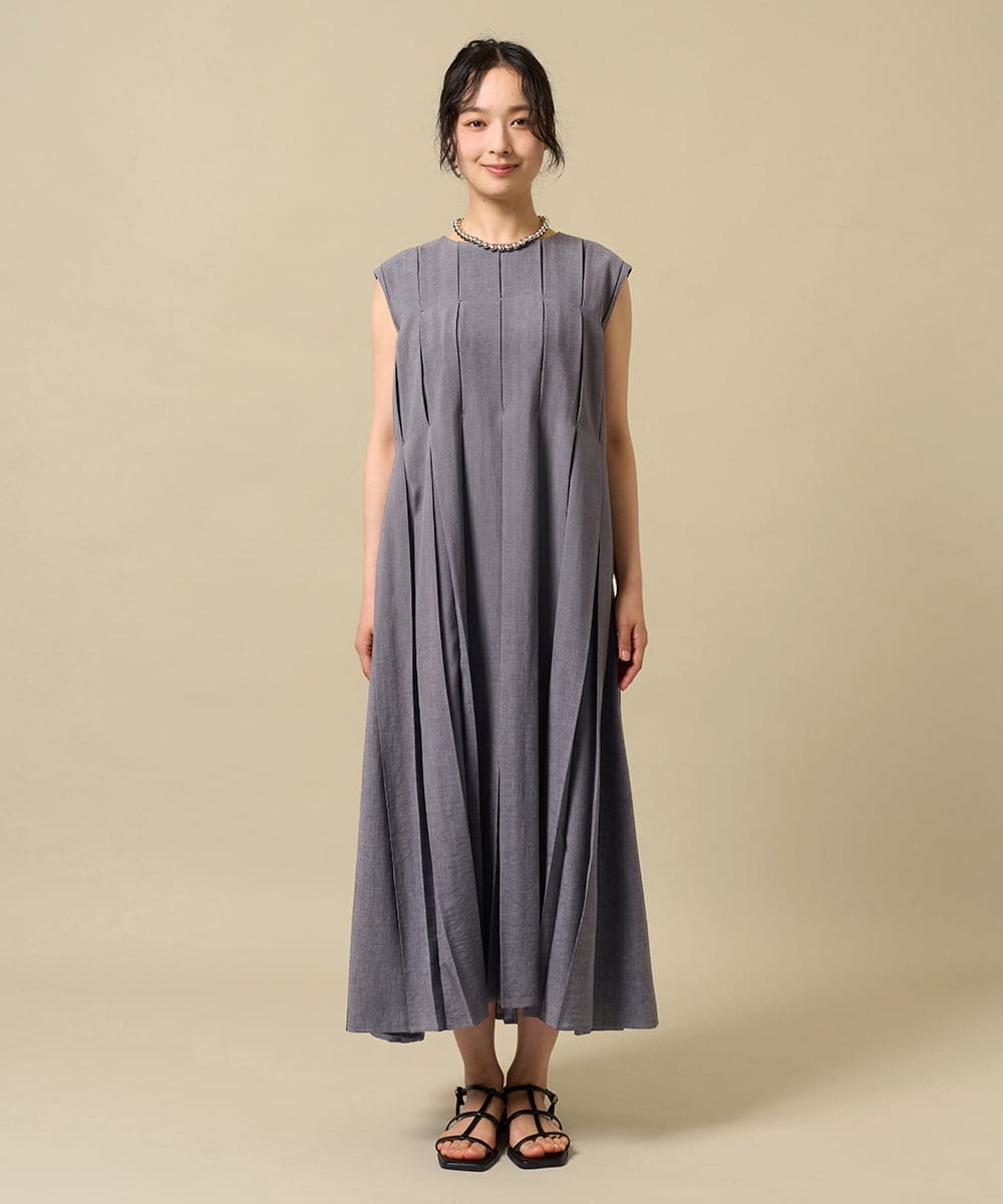 ZMEIE18150 al'aise modulation(アレーズモジュレーション) 【先行予約対象】【洗える】タックプリーツワンピース ダークグレー