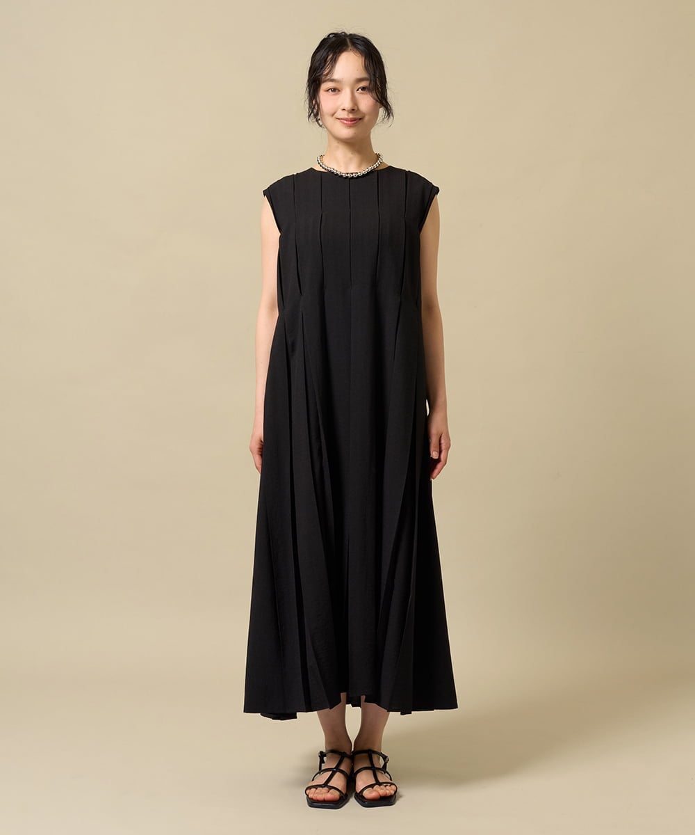 ZMEIE18150 al'aise modulation(アレーズモジュレーション) 【先行予約対象】【洗える】タックプリーツワンピース ブラック