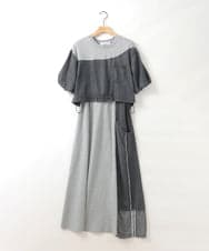 ZMEIE20188 al'aise modulation(アレーズモジュレーション) 【接触冷感/UVカット】異素材ドッキングレイヤードワンピース ブラック