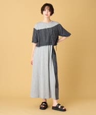 ZMEIE20188 al'aise modulation(アレーズモジュレーション) 【接触冷感/UVカット】異素材ドッキングレイヤードワンピース ブラック