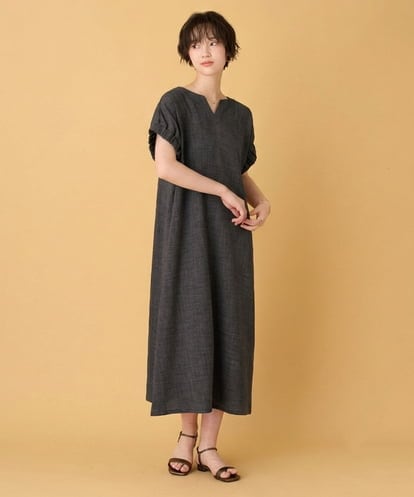 ZMEIE52120 al'aise modulation スリットネックロングワンピース