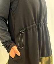 ZMEJB04108 al'aise modulation(アレーズモジュレーション) 異素材MIXティアードワンピース カーキ