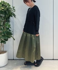 ZMEJB04108 al'aise modulation(アレーズモジュレーション) 異素材MIXティアードワンピース カーキ