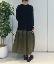ZMEJB04108 al'aise modulation(アレーズモジュレーション) 異素材MIXティアードワンピース カーキ