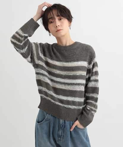 ZMFAB34140 al'aise modulation ミックスボーダーニットプルオーバー