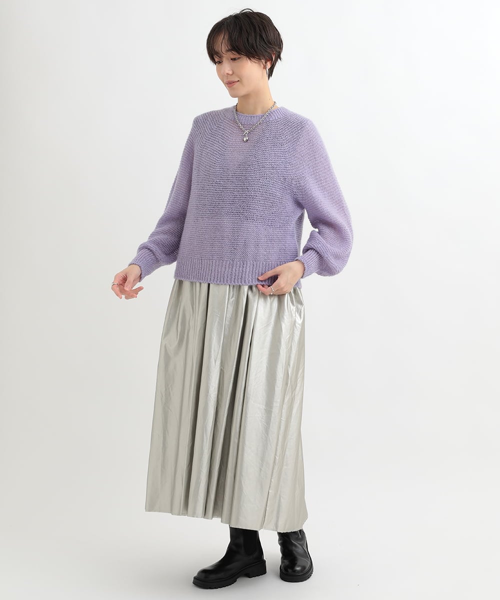 ZMFAB58139 al'aise modulation(アレーズモジュレーション) 【日本製】クルーネックニット パープル