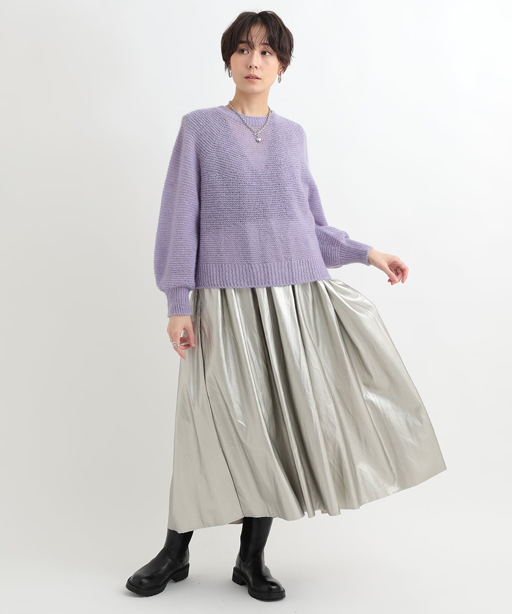 ZMFAB58139 al'aise modulation(アレーズモジュレーション) 【日本製】クルーネックニット パープル