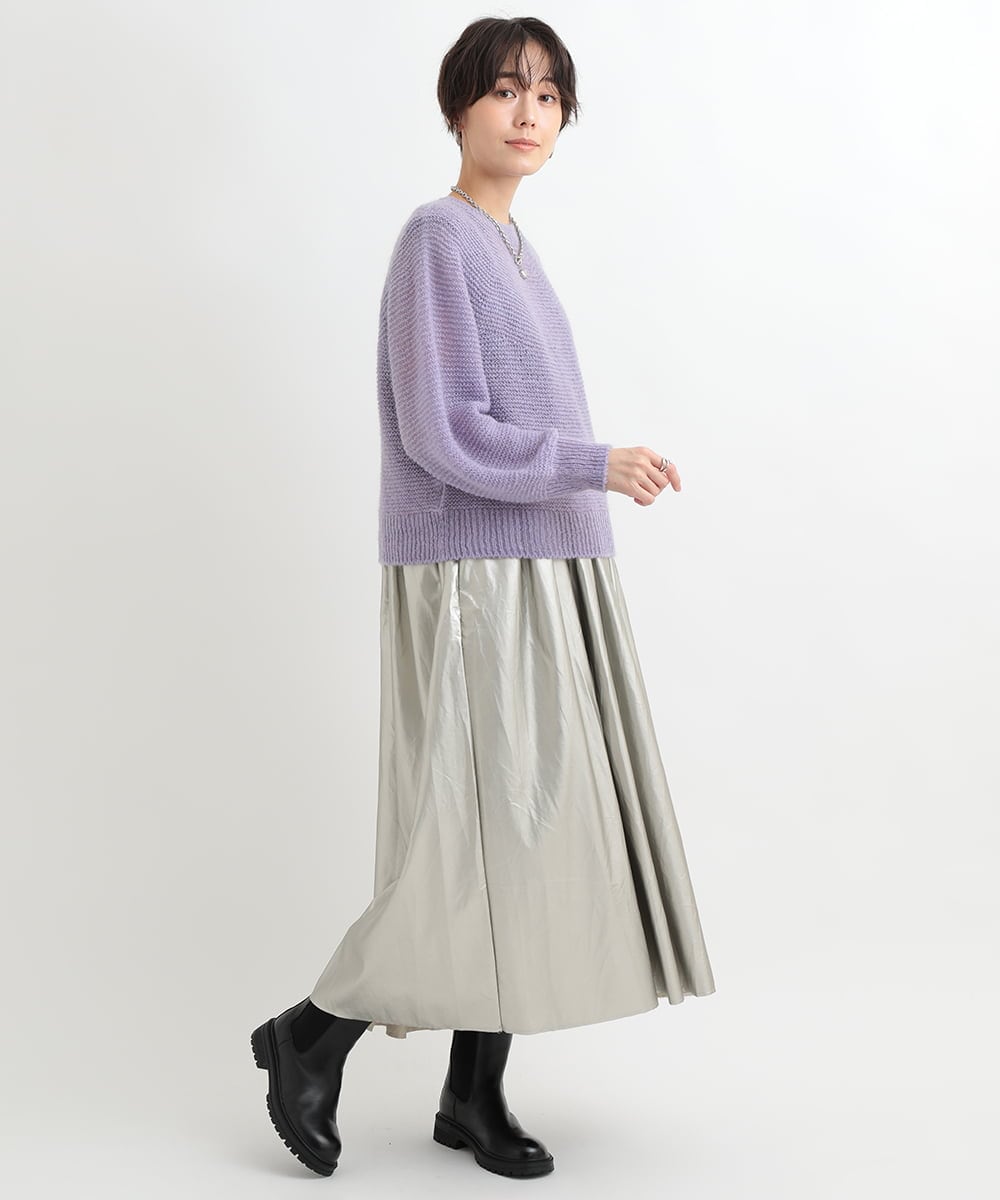ZMFAB58139 al'aise modulation(アレーズモジュレーション) 【日本製】クルーネックニット パープル