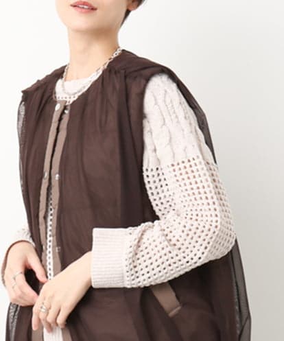 ZMFAB61098  【抗菌防臭】メッシュモールニットプルオーバー