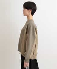 ZMFAB62128 al'aise modulation(アレーズモジュレーション) 【洗える】異素材切り替え畦編みニットプルオーバー グリーン