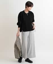 ZMFAB62128 al'aise modulation(アレーズモジュレーション) 【洗える】異素材切り替え畦編みニットプルオーバー グリーン