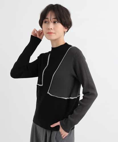 al’aise modulation(アレーズモジュレーション) ブロッキングデザインニットプルオーバー ブラック/黒 38